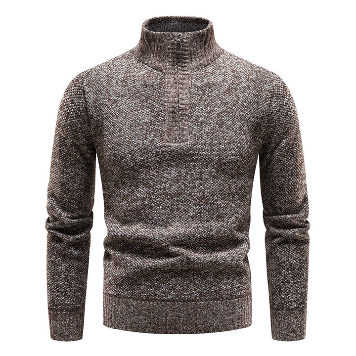 Herren komfortabler Strickpullover mit halbem Reißverschluss und feinem Muster Echoarchiv