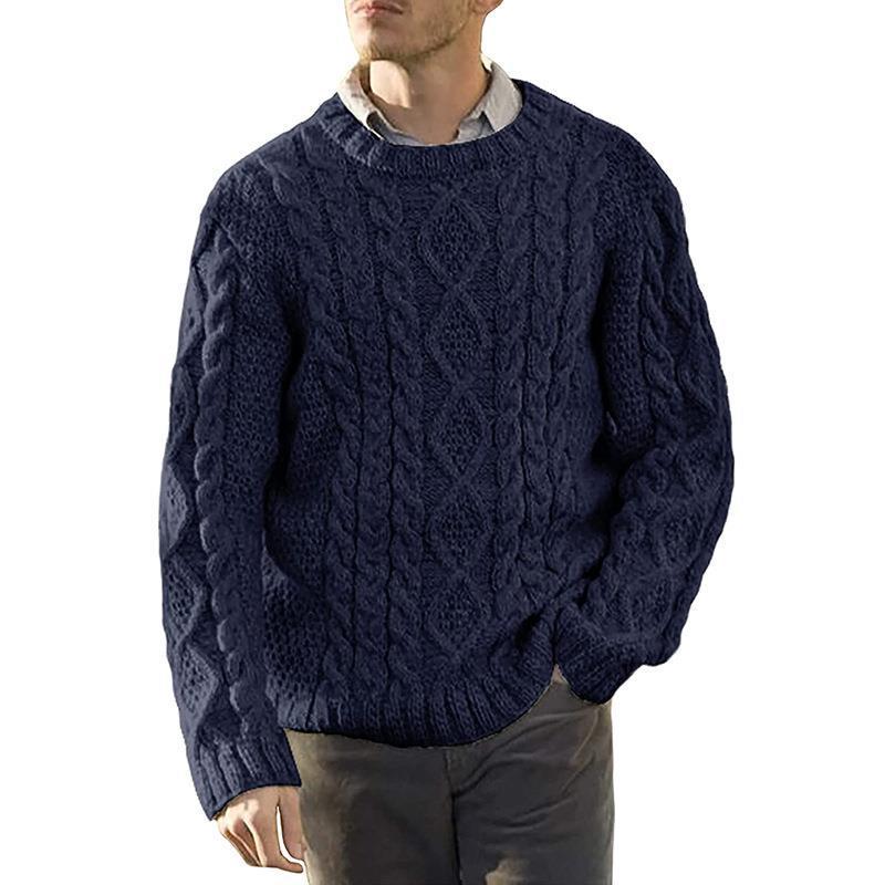 Herren Grobstrickpullover mit klassischem Zopfmuster Echoarchiv