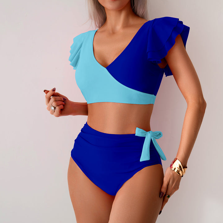 Damen Hochbundiger Bikini mit Rüschendetails Echo Archiv