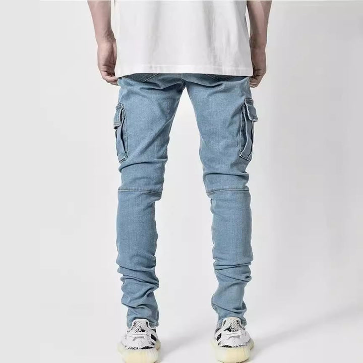 Herren Eng geschnittene Cargo-Jeans mit Stretch und Mehrfach-Taschen Echo Archiv