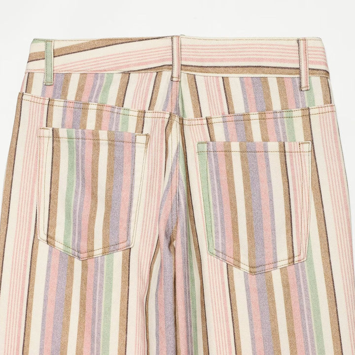 Damen Weite High-Waist-Jeans mit Längsstreifenmuster Echoarchiv