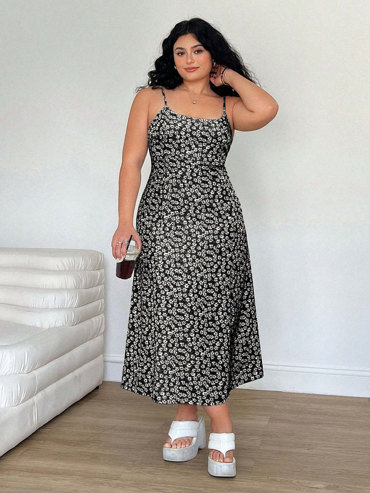 Damen Maxikleid mit feinem Blumenmuster und verstellbaren Spaghettiträgern Echo Archiv