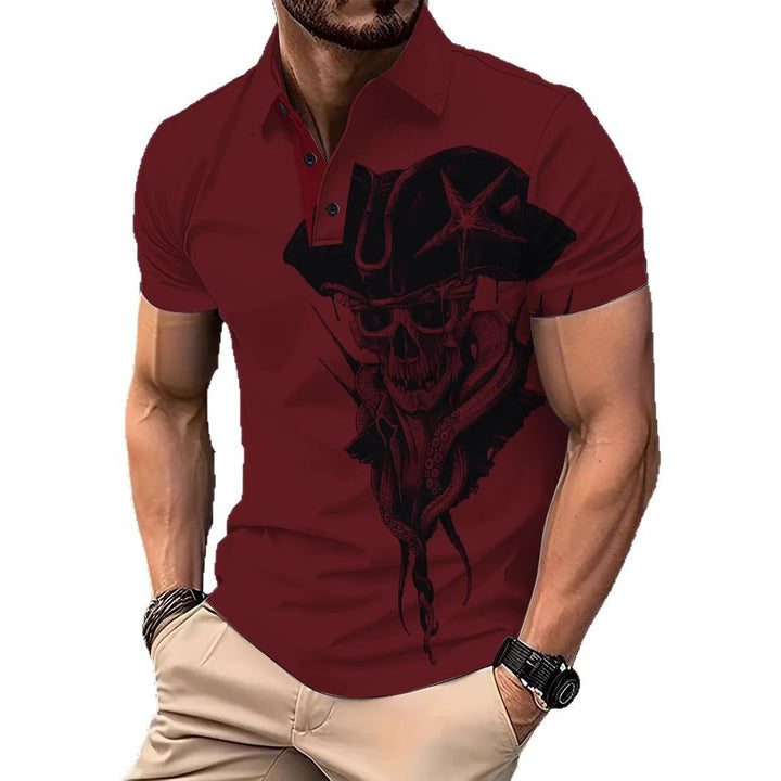Herren Poloshirt mit kreativem Piratenmotiv Echoarchiv