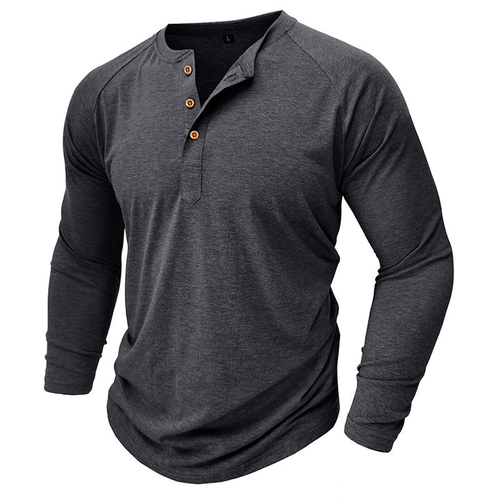 Herren Langarm-Henley-Shirt mit strukturierter Oberflächenbeschaffenheit Echoarchiv