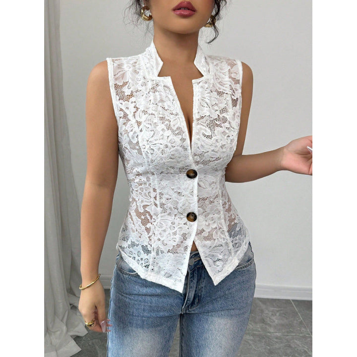 Damen Spitzenbluse im eleganten Schnitt mit Knopfdetails Echo Archiv