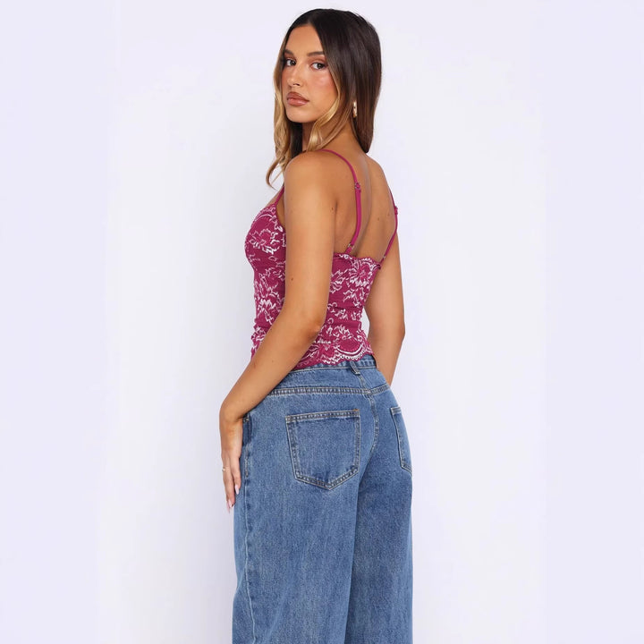 Damen Spitzen-Cami-Top mit zarten Trägern und eleganten Details Echo Archiv
