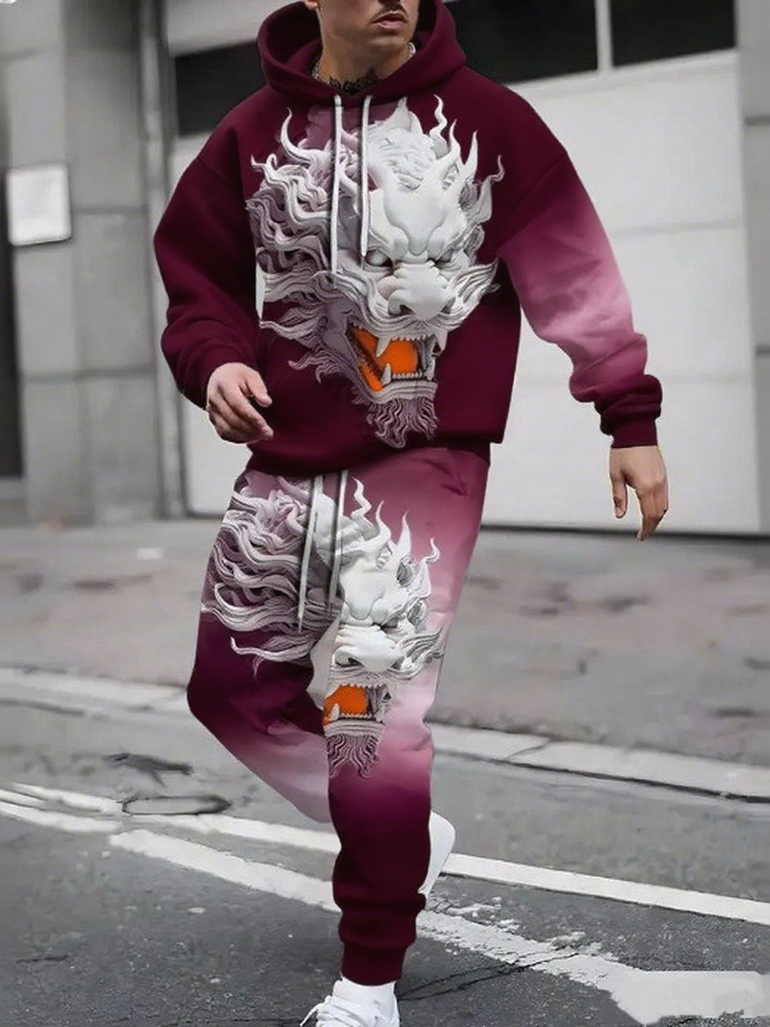 Herren Hoodie- und Jogginghose-Set mit einzigartigem Grafikdesign Echoarchiv