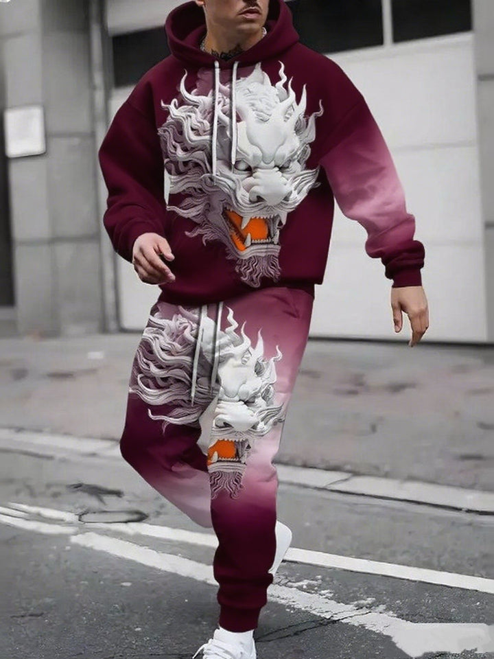 Herren Hoodie- und Jogginghose-Set mit einzigartigem Grafikdesign Echoarchiv