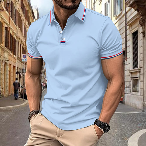 Herren polohemd mit kreativem Farbkontrast und atmungsaktivem Stoff Echoarchiv