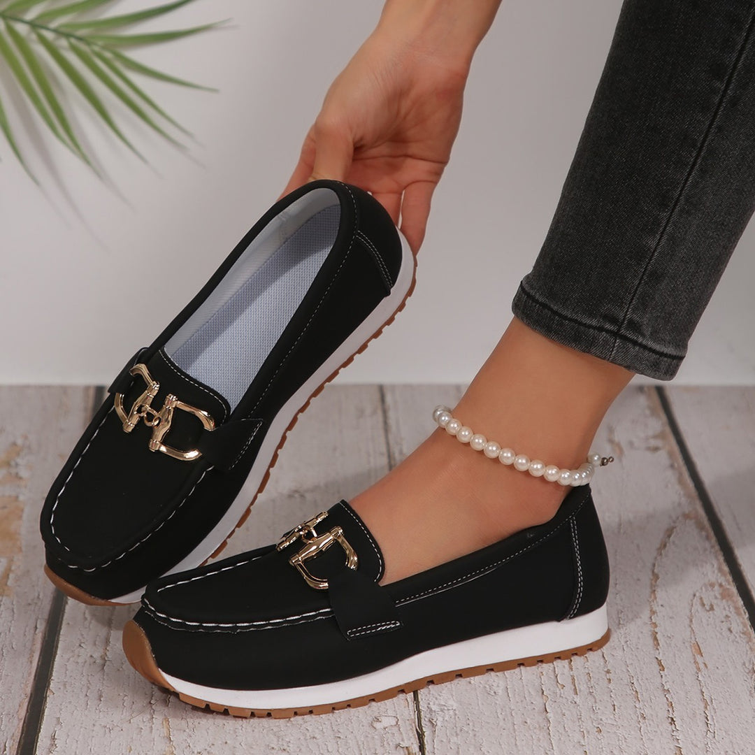 Damen Angesagte Plateau‑Loafer mit Gold‑Horsebit und gepolstertem Komfortfußbett – Lioré