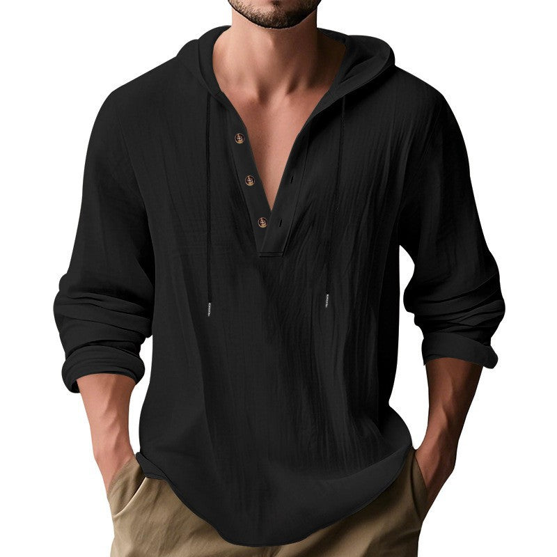 Herren lässiges Langarm-Hoodie mit modischem Knopfdesign und atmungsaktivem Stoff Echoarchiv