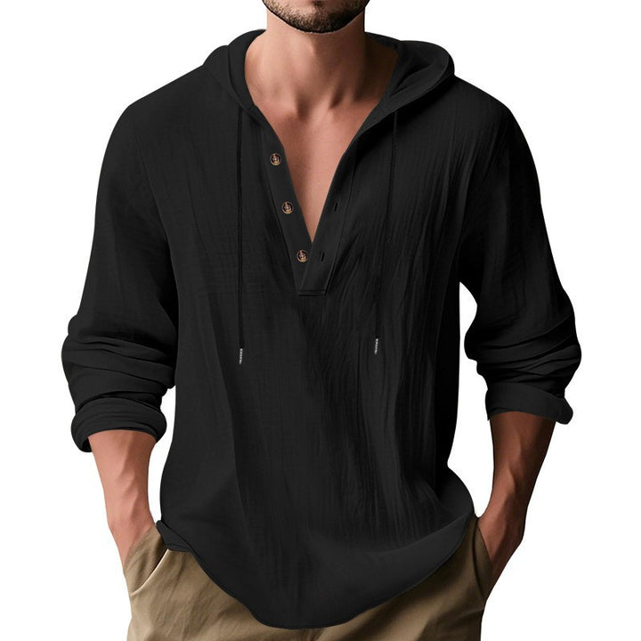 Herren lässiges Langarm-Hoodie mit modischem Knopfdesign und atmungsaktivem Stoff Echoarchiv