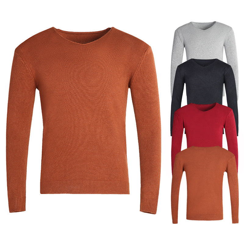 Herren nan feiner V-Ausschnitt-Pullover aus Baumwoll-Merino-Mix mit schmaler Silhouette Echo Archiv