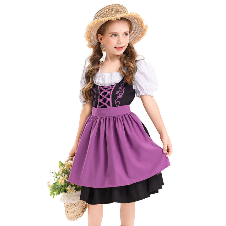 Damen nan traditionelles Kinderdirndl mit geschnürtem Mieder und zweilagiger Schürze Echo Archiv