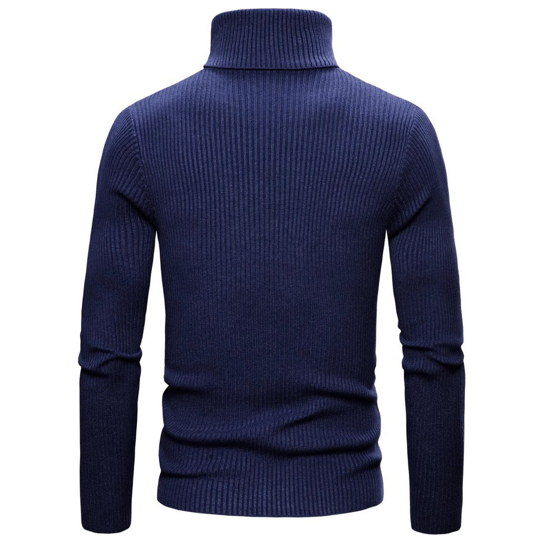 Herren Ripp-Strickpullover mit hohem Kragen und körpernahem Schnitt Echoarchiv