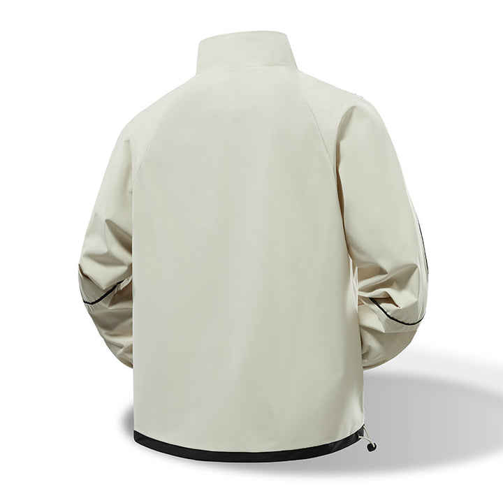 Herren Leichte Windbreaker‑Übergangsjacke mit Stehkragen, Mesh‑Futter & Kontrastpaspel Echoarchiv