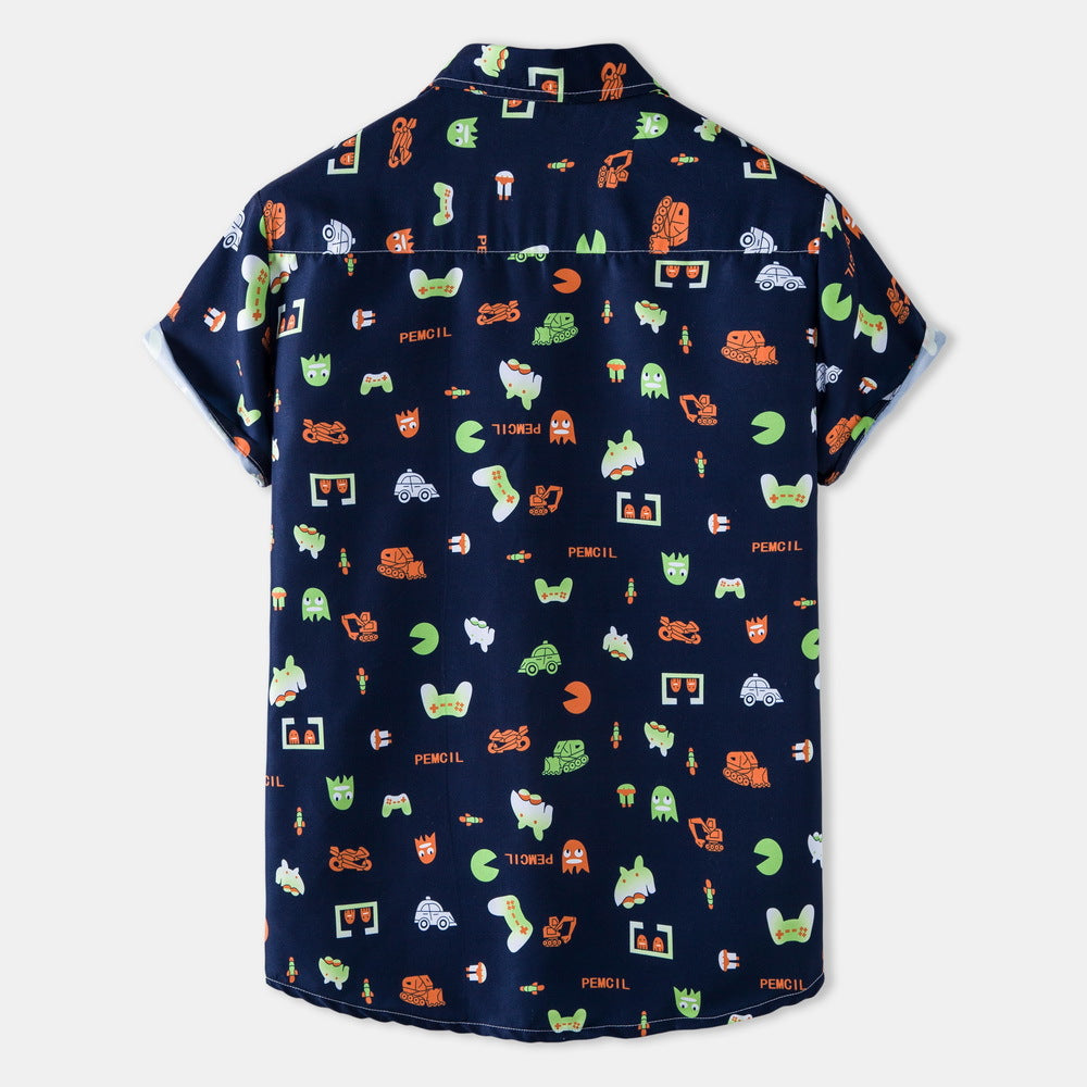 Herren Kurzarmhemd mit kreativem Retro-Design Echoarchiv