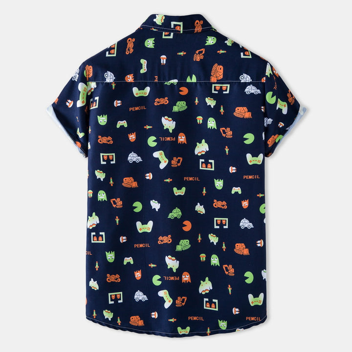 Herren Kurzarmhemd mit kreativem Retro-Design Echoarchiv