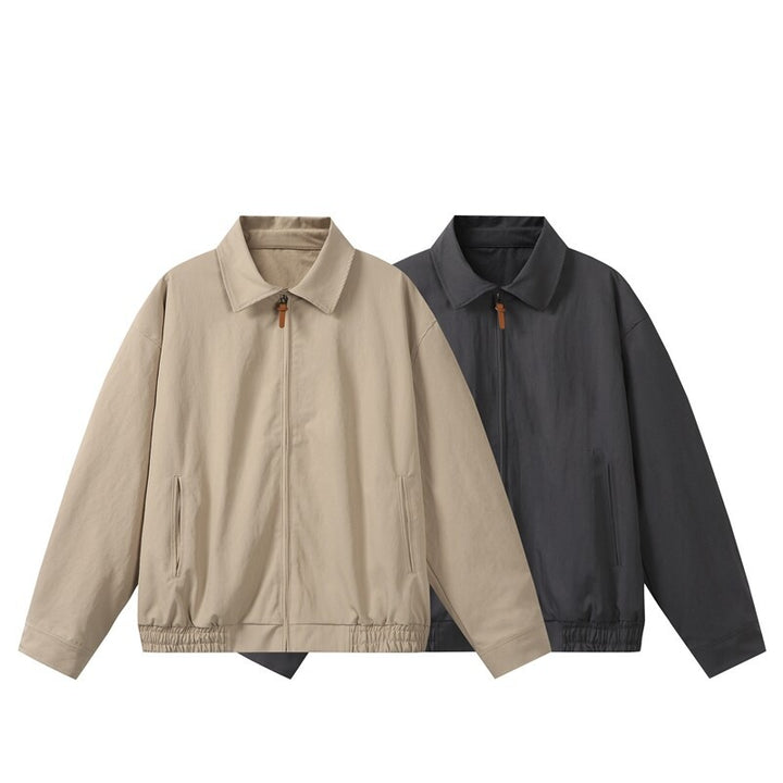 Unisex Leichte Oversize Übergangsjacke im Bomberstil mit Hemdkragen und elastischem Saum Echoarchiv