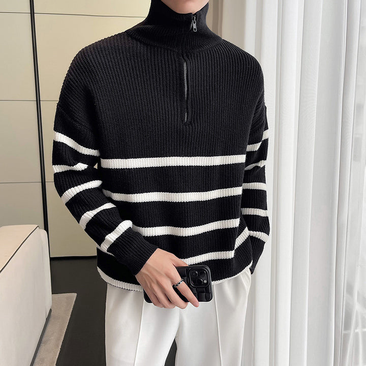 Herrenmode Strickpullover mit Stehkragen und Reißverschluss Echo Archive
