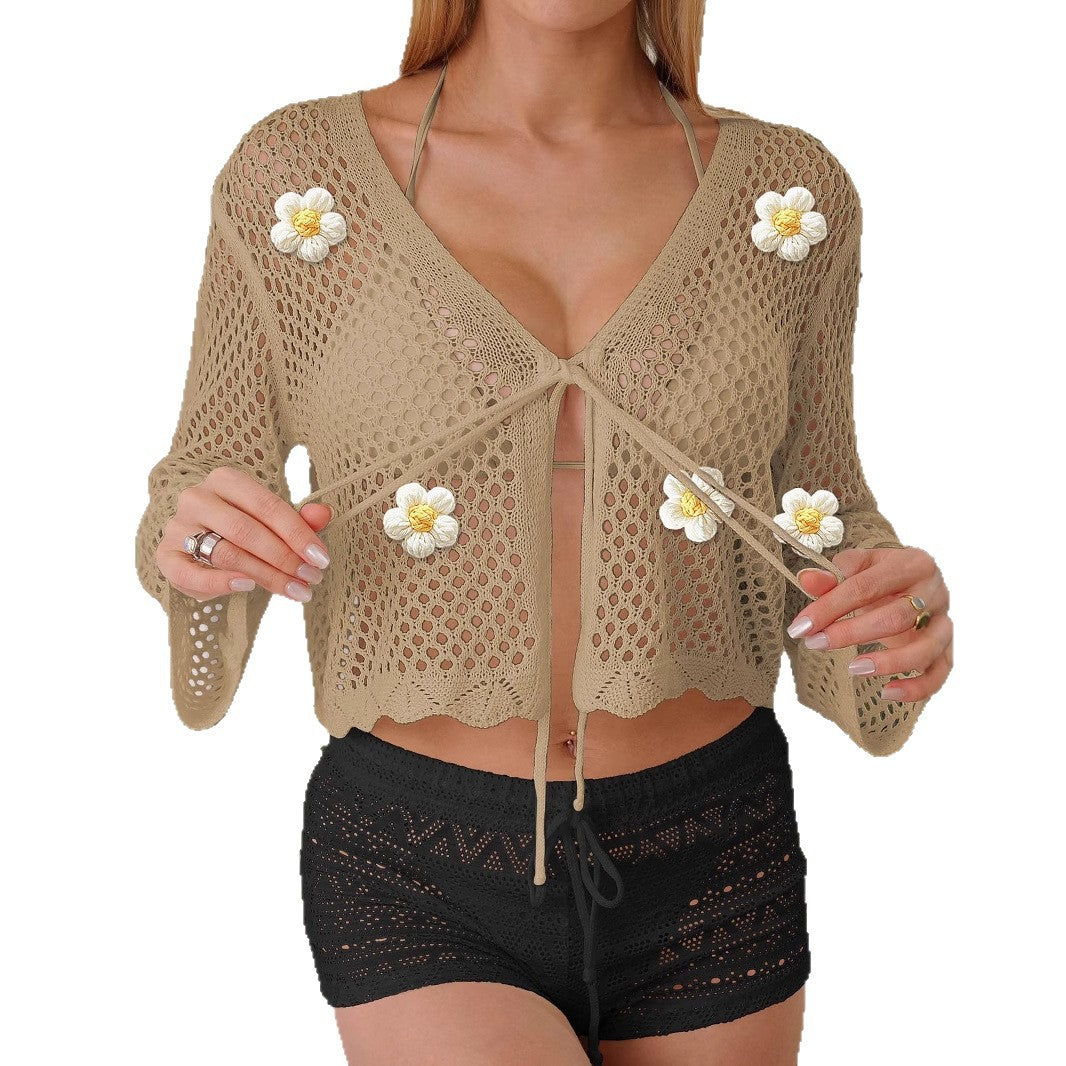 Damen leichte Häkeljacke mit floralem Detail Echo Archiv