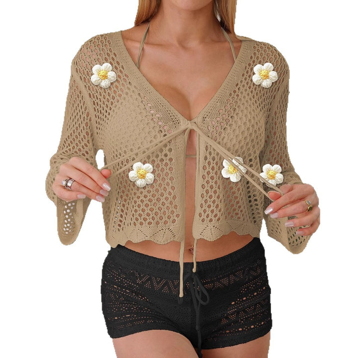 Damen leichte Häkeljacke mit floralem Detail Echo Archiv