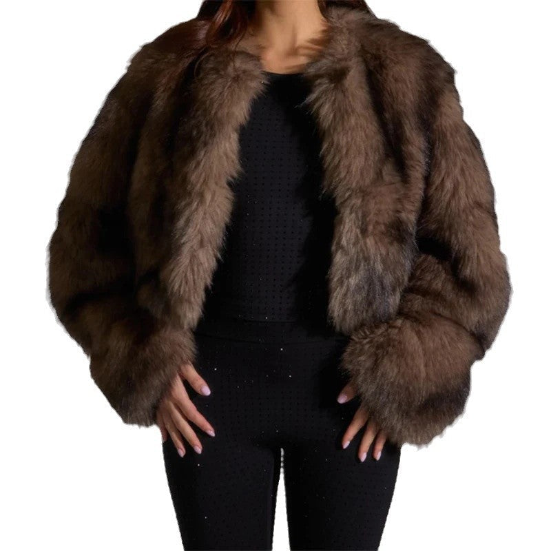 Damen Pelzjacke mit langen, weichen Ärmeln Echoarchiv