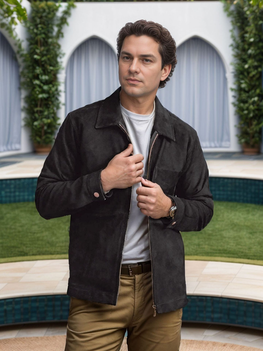 Herren Suede-Jacke im minimalistischen Design Echoarchiv