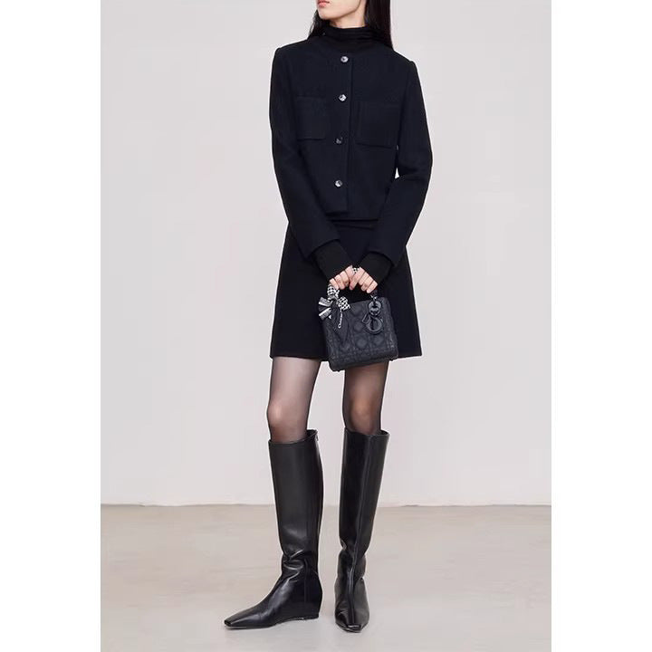 Damen moderne Cropped Jacke mit eleganten Knöpfen Echoarchiv