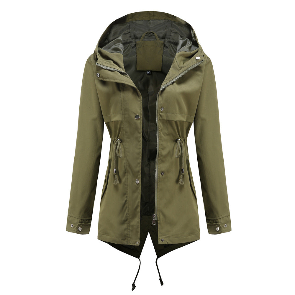 Damen nan wasserabweisender Parka mit taillenkordel und asymmetrischem Saum Echo Archiv