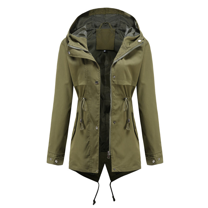 Damen nan wasserabweisender Parka mit taillenkordel und asymmetrischem Saum Echo Archiv