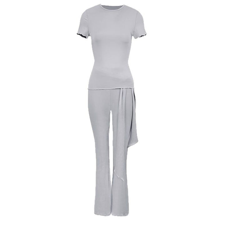 Damen elegantes Set aus figurbetontem Oberteil und ausgestellten Hosen Echo Archiv