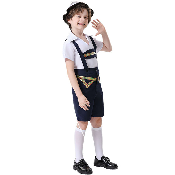 Unisex nan festliche Kinderhose mit verstellbaren Hosenträgern und Ziergürtel Echo Archiv