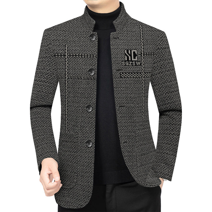 Herren Sakko-Cardigan mit wärmender Teddyfutter und Stehkragen – Taviero
