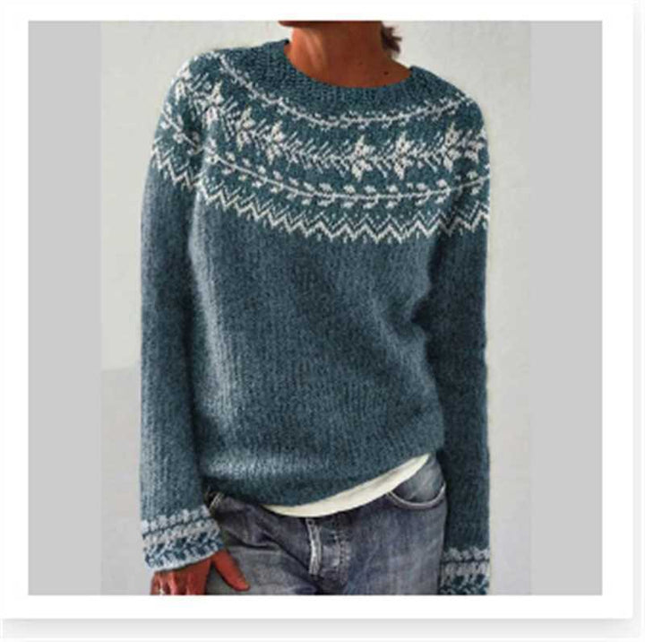 Damen nan Norwegerpullover aus Wollmix mit Rundhalsausschnitt und traditionellem Fair-Isle-Yoke Echo Archiv