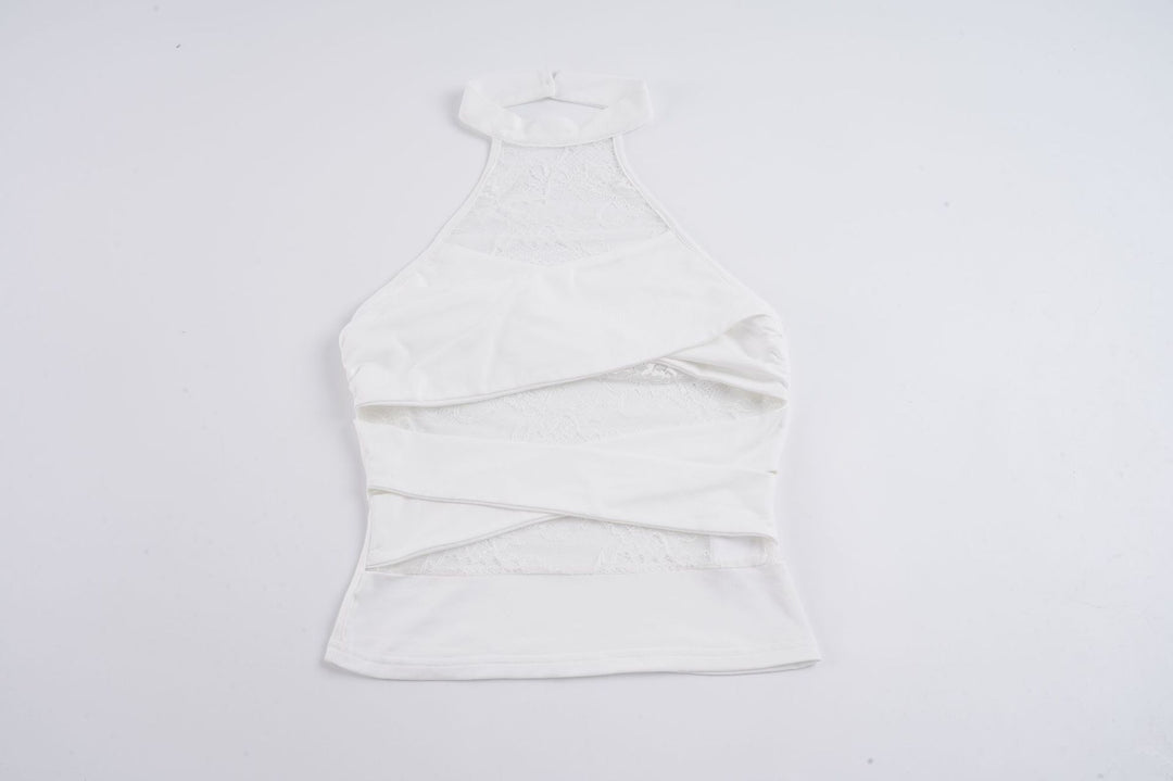 Damen Halter-Top mit elegantem Spitzenbesatz und raffinierten Rüschendetails Echo Archiv