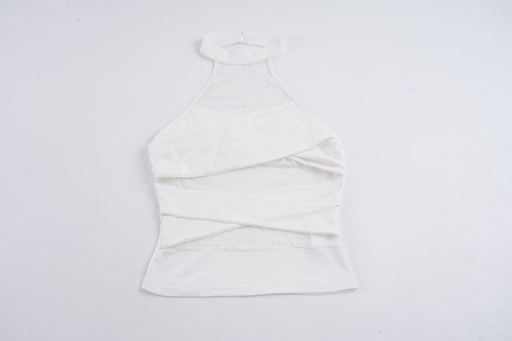 Damen Halter-Top mit elegantem Spitzenbesatz und raffinierten Rüschendetails Echo Archiv