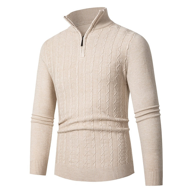 Herren modischer Strickpullover mit hochschließendem Reißverschluss und strukturiertem Design Echoarchiv