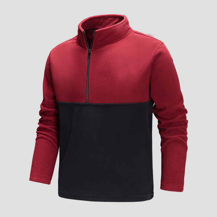 Herren Halbzip-Fleecepullover mit Stehkragen, Colorblock-Design & atmungsaktiver Mikrofleece-Qualität Echoarchiv
