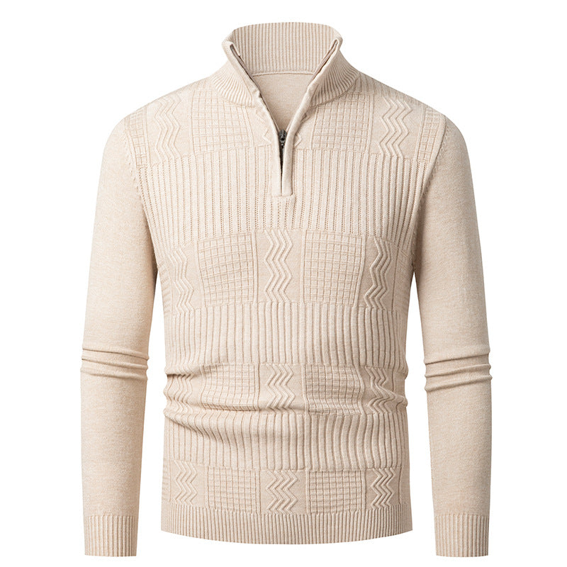 Herren Strickpullover mit modernem Reißverschluss und strukturierter Oberfläche Echoarchiv