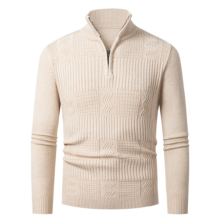 Herren Strickpullover mit modernem Reißverschluss und strukturierter Oberfläche Echoarchiv