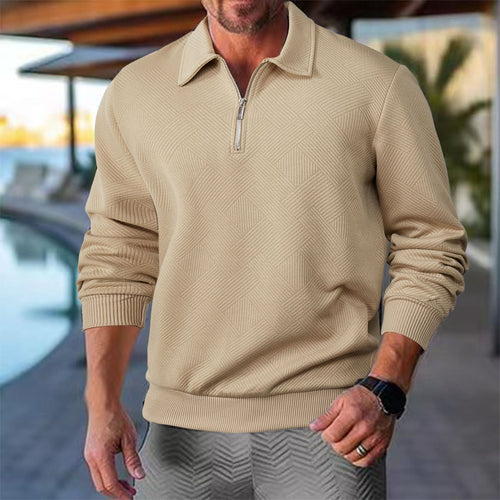 Herren lässiger Strickpullover mit Zip-Kragen und strukturiertem Design Echoarchiv