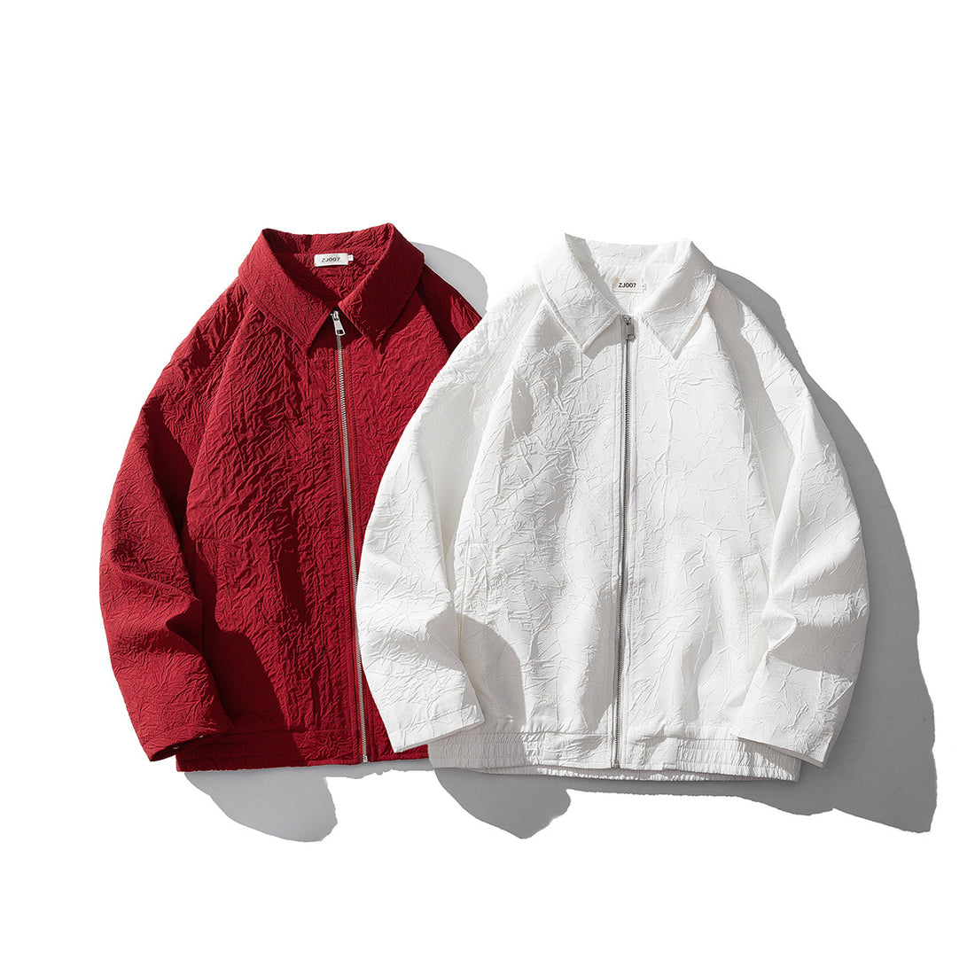 Herren Leichte Crinkle‑Textur Zipjacke mit Hemdkragen und elastischem Saum Echo Archiv