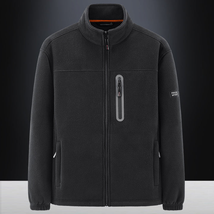 Herren Fleecejacke mit windabweisendem Microfleece, verschweißter Brustreißverschlusstasche und elastischen Bündchen – Cavarno
