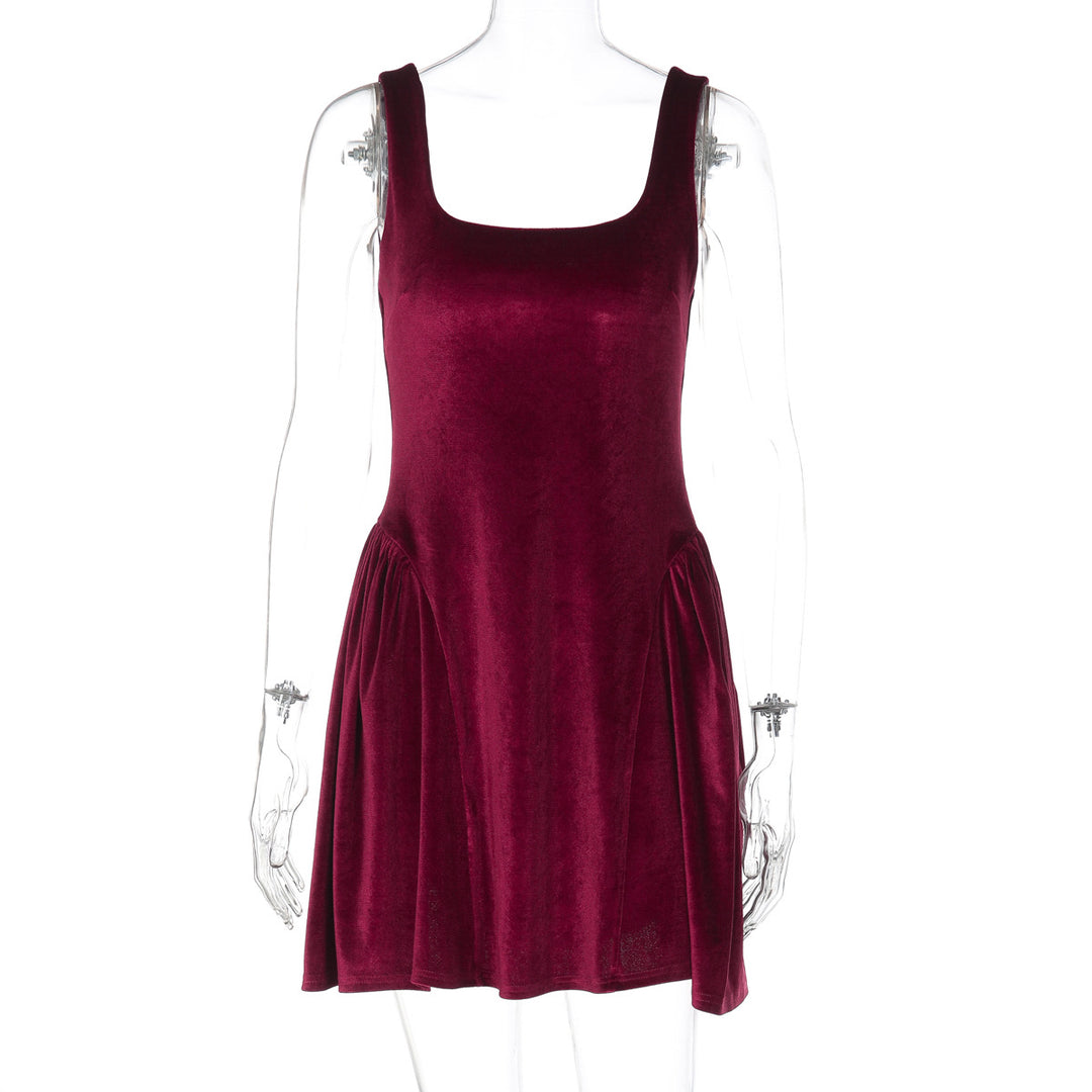 Damen Kurzkleid mit Quadrat-Ausschnitt und fließendem Rock Echo Archiv