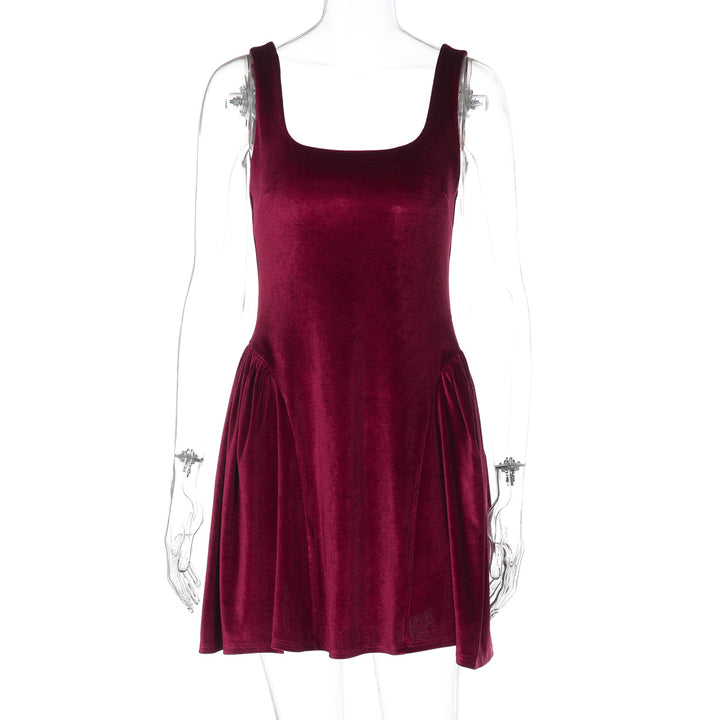 Damen Kurzkleid mit Quadrat-Ausschnitt und fließendem Rock Echo Archiv
