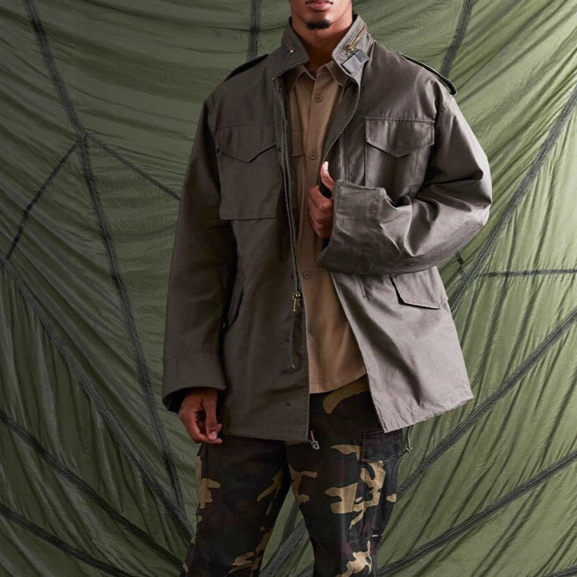 Herren multifunktionale Parkajacke mit praktischen Taschen und modernem Stehkragen Echoarchiv