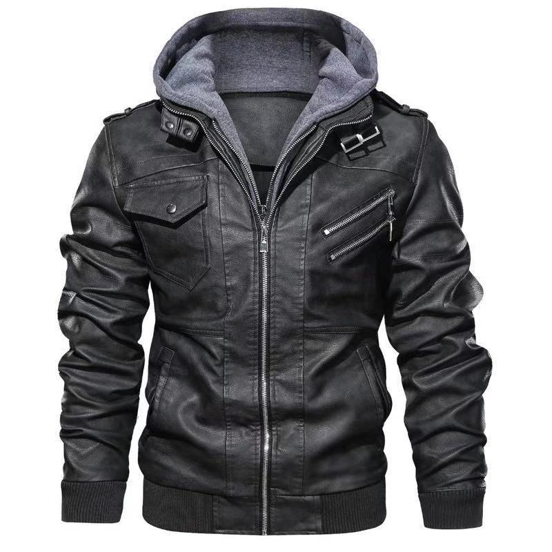 Herren Bikerjacke mit abnehmbarer Kapuze und praktischen Reißverschlusstaschen Echoarchiv
