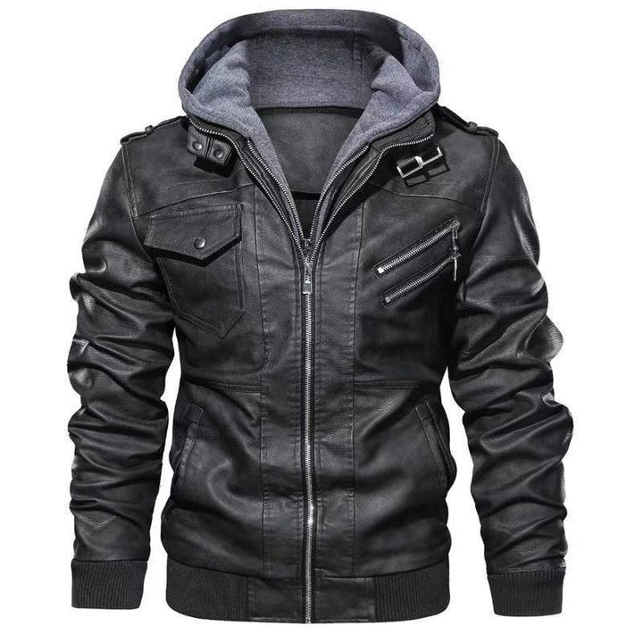 Herren Bikerjacke mit abnehmbarer Kapuze und praktischen Reißverschlusstaschen Echoarchiv