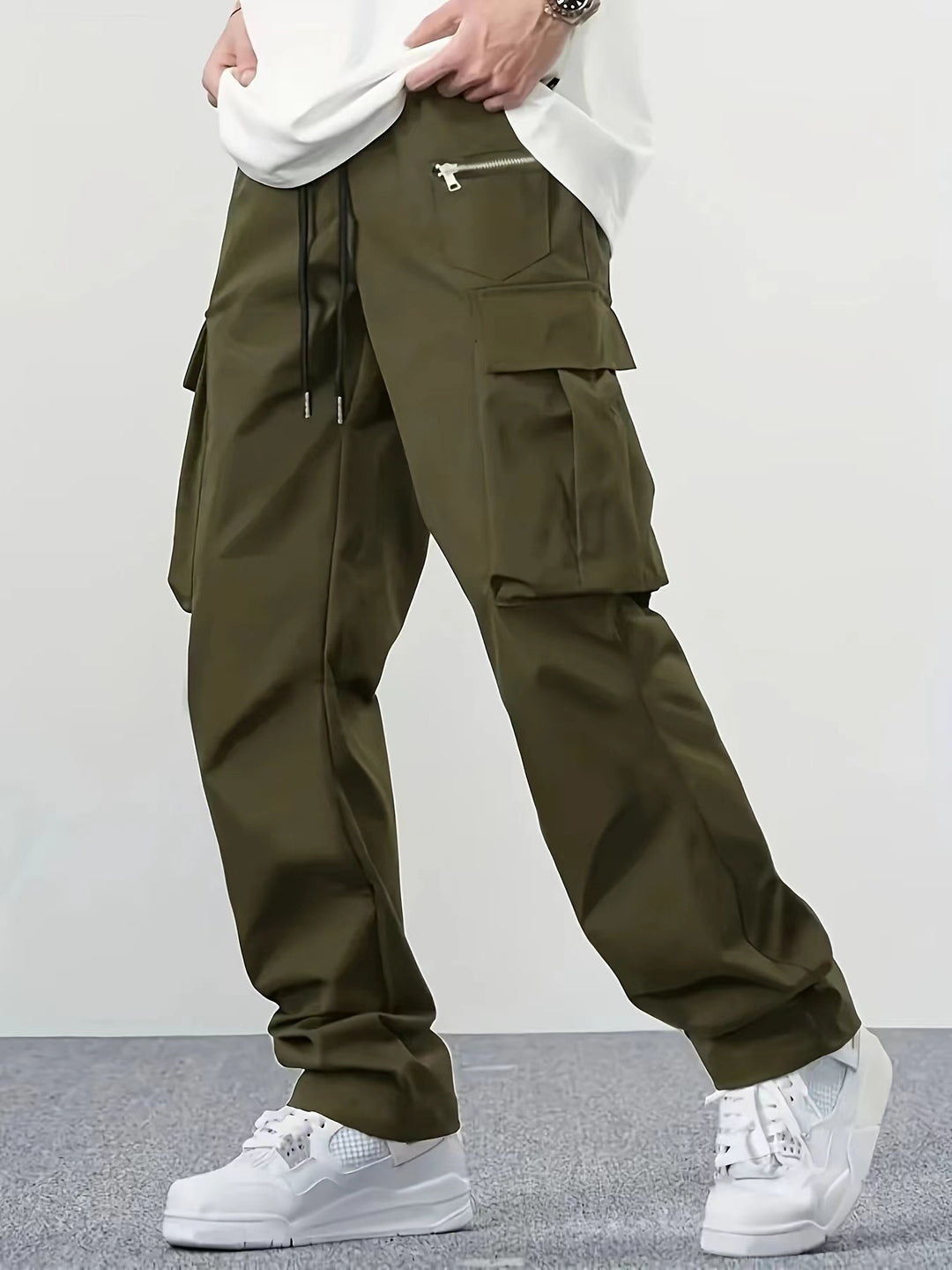 Herren weite Utility-Cargohose mit Tunnelzugbund, Multifunktionstaschen & Reißverschlusstasche Echo Archiv